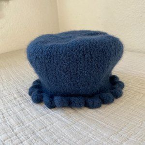 Slate blue hand-knit toddler hat